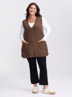 A-Line Pockets V-Neck Pullover - Image 13