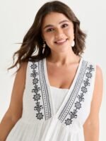 Pure Cotton Jacquard Embroidered Tank Top - Image 2