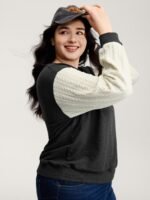 Textured Contrast Drop Shoulder Sweatshirt - Image 2
