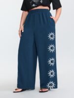 Monochrome Floral Pattern Pants - Image 9