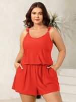 Plain Pockets Adjustable One-Piece Swimsuit - Image 32