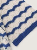 Wavy Striped Color Contrast Textured Swim Cover-Up - Image 7