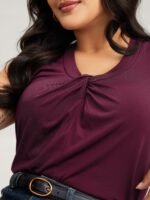 Solid Asymmetrical Neck Twist Front Tank Top - Image 3