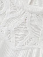 Cotton Sheer Lace Neckline Waist-Tie Maxi Dress - Image 5