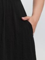 Wide Straps Belted Buckle Detail Midi Dress - Image 4