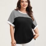 Solid and Striped Contrast Hem T-Shirt