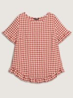 Gingham Print Button Back Blouse - Image 11