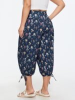 Stretchy Floral Print Drawstring Cuff Pants - Image 7