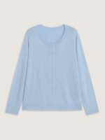 Classic Solid Crew Neck Button Down Knit Cardigan - Image 8