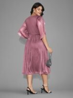 Glitter Mesh Petal Sleeve Midi Dress - Image 17