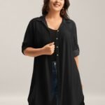 Front-Open Long Basic Blouse