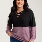 Colorblock Spliced Cross-Tie Sweatshirt