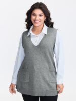 A-Line Pockets V-Neck Pullover - Image 15