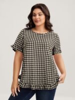 Gingham Print Button Back Blouse - Image 2