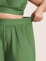 High Waisted Pockets Solid Pleated Swim Shorts - Image 29