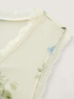 Floral Print Lace Neckline Sleeveless Tank Top - Image 5