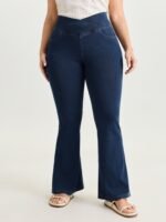 Pull-On Stretchy Wide Waistband Skinny-Fit Knit Jeans - Image 2