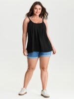 Pleated Flowy Plain Tank Top - Image 17