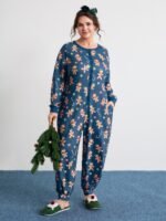 Gingerbread Print Button Placket Jumpsuit - Image 20