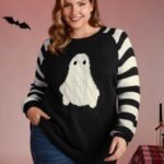 Hey Ghost Raglan Stripe Sleeve Pullover
