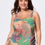 Paisley Print Adjustable Side Drawstring Swim Top