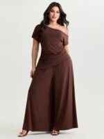 Supersoft Stretchy Pleated Flared Plain Pants
