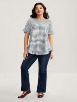 Gingham Print Button Back Blouse - Image 18