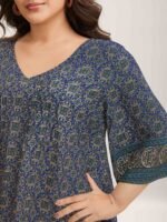 Pin-Tuck Pleat Ornate Print Relaxed Fit Shirt - Image 2