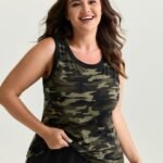 Stretchy Camouflage Print Tank Top