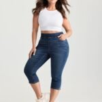 Pull-On Stretchy Waist Skinny-Fit Capri Jeans
