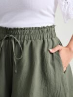Wide Waistband Flared Lace Trim Shorts - Image 3
