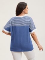 Solid and Striped Contrast Hem T-Shirt - Image 18