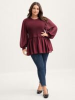 Balloon Sleeve Solid Twofer Sweater - Image 10