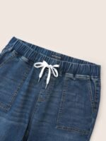 Pull-On Drawstring Folded Hem Boyfriend Jeans - Image 22