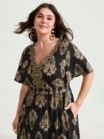 Paisley Print Pockets Shirred Waist Maxi Dress - Image 9