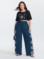 Monochrome Floral Pattern Pants - Image 10