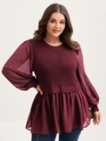 Balloon Sleeve Solid Twofer Sweater - Image 8