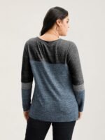 Heather Colorblock Contrast Crew Neck T-shirt - Image 5