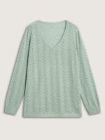 Texture V Neck Lightweight Pullover - Image 9