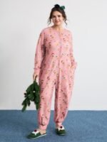 Gingerbread Print Button Placket Jumpsuit - Image 8