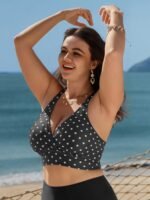 Polka Dots Deep V-Neck Bikini Top - Image 2