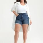Stretchy Skinny-Fit Lace Trim Stitch Denim Shorts