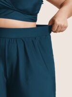 High Waisted Pockets Solid Pleated Swim Shorts - Image 16