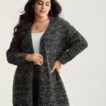 Color Textured Open Front Cardigan
