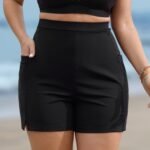 High Rise Pocket Split Side Swim Shorts