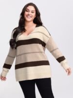 Striped Print Color Contrast Pullover - Image 24