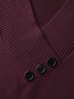 V-Neck Button Detail Plain Pullover - Image 5