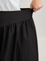 Wide Cinched-Waist Solid Midi Skirt - Image 3