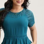 Lace Cut-Out Raglan Sleeve Pockets Mini Dress