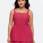 Fit And Flare Plain Shirred Tank Top
